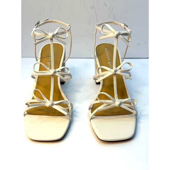 Madden Girl Lovely Bow Strappy Block-Heel Dress Sandals 9.5 White NWT/BOX - Picture 1 of 10